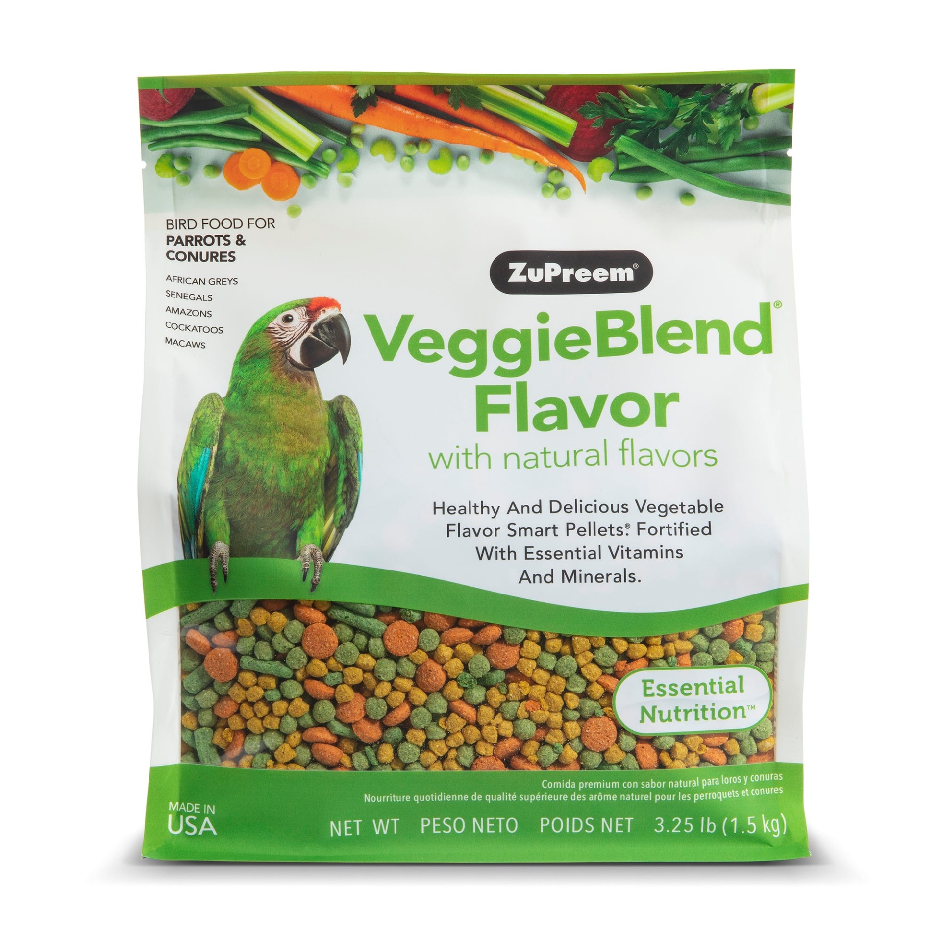 slide 1 of 1, ZuPreem AvianMaintenance VeggieBlend Premium Bird Diet for Medium & Large Birds, 3.25 lb