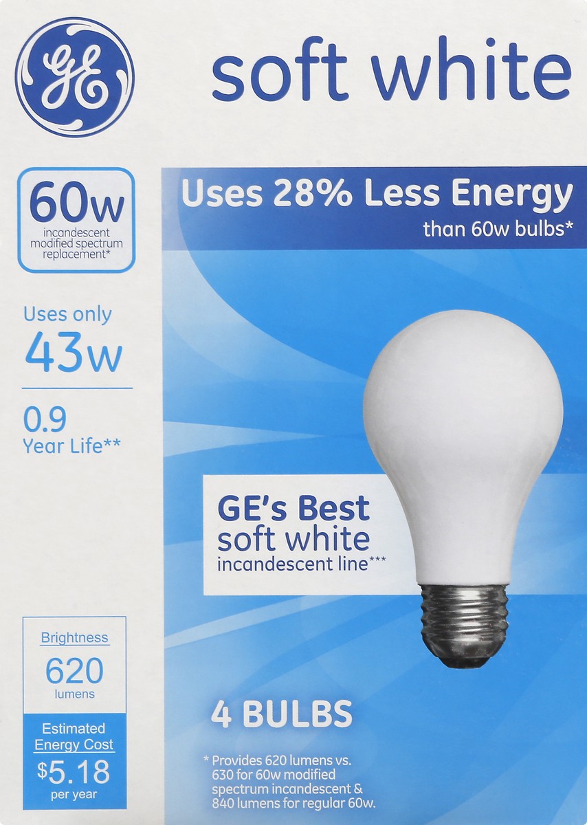 slide 9 of 11, GE 43 watt Halogen Soft White Light Bulbs, 4 ct