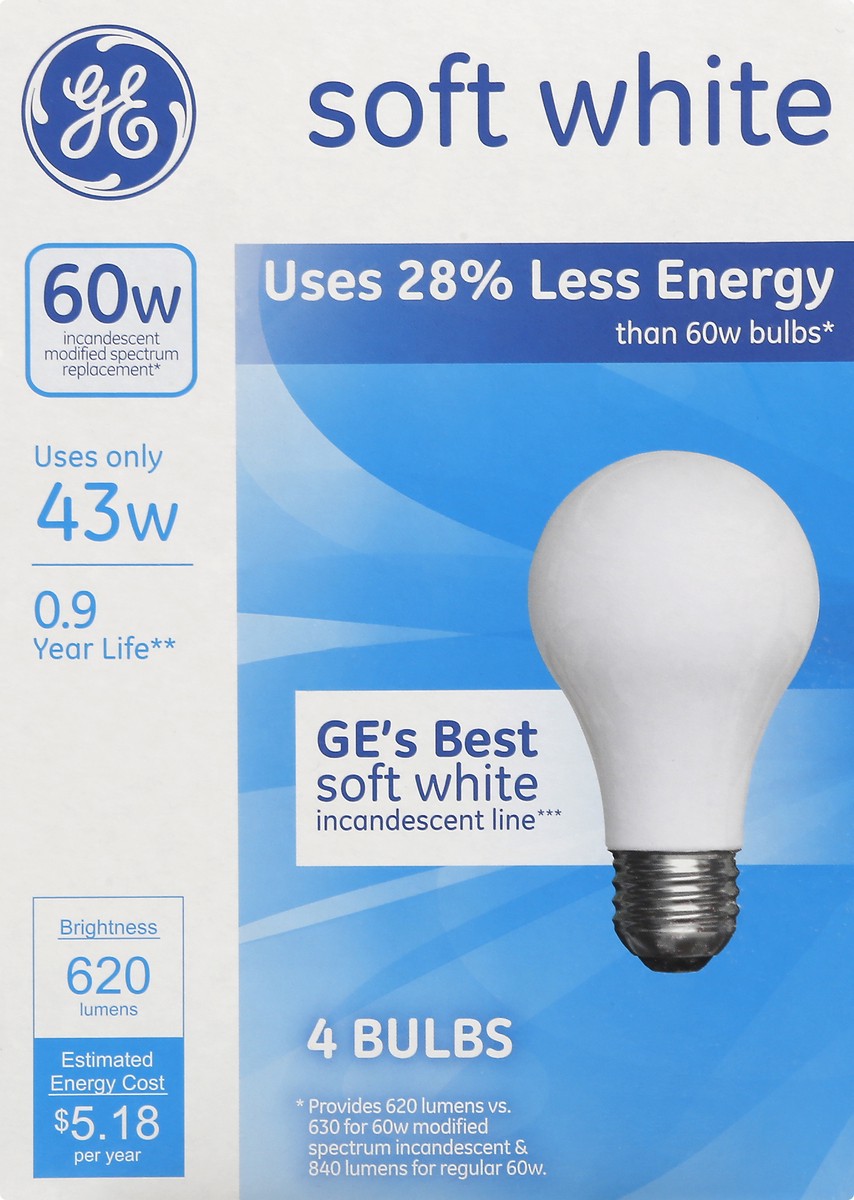 slide 1 of 11, GE 43 watt Halogen Soft White Light Bulbs, 4 ct