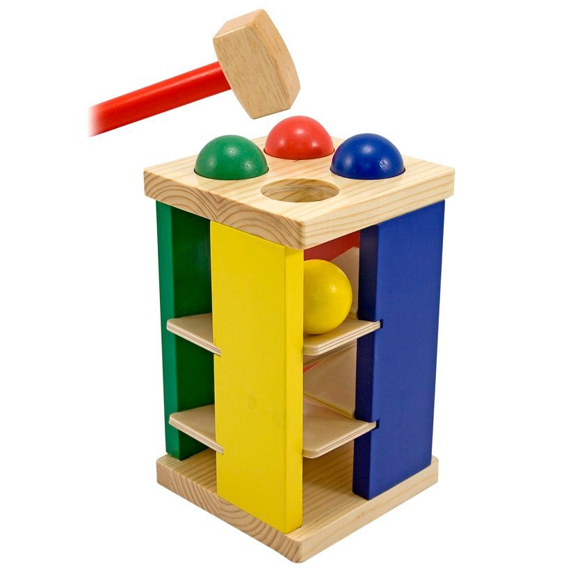 slide 1 of 1, Melissa & Doug Deluxe Pound And Roll Wooden Tower Toy With Hammer, 1 ct