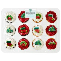 Bakery Fresh Chocolate & White Holiday Cupcakes