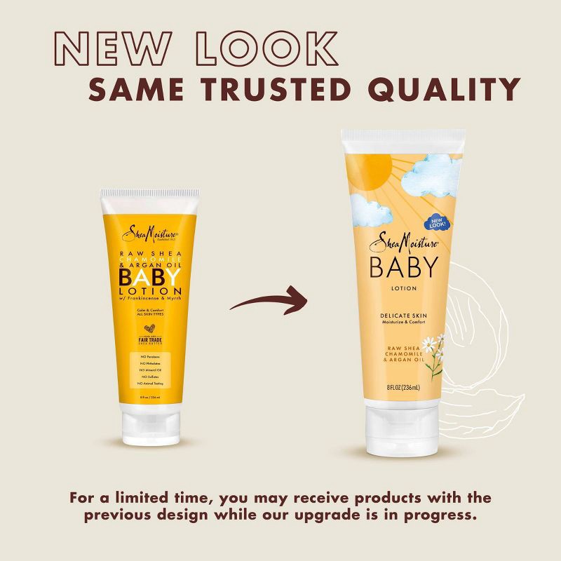 slide 4 of 9, SheaMoisture Baby Lotion Raw Shea + Chamomile + Argan Oil Calm & Comfort for All Skin Types - 8 fl oz, 8 fl oz