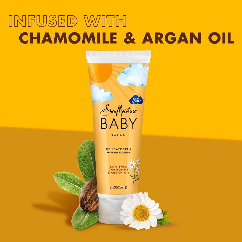 slide 5 of 9, SheaMoisture Baby Lotion Raw Shea + Chamomile + Argan Oil Calm & Comfort for All Skin Types - 8 fl oz, 8 fl oz