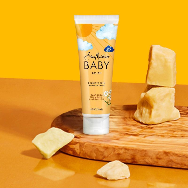 slide 8 of 9, SheaMoisture Baby Lotion Raw Shea + Chamomile + Argan Oil Calm & Comfort for All Skin Types - 8 fl oz, 8 fl oz