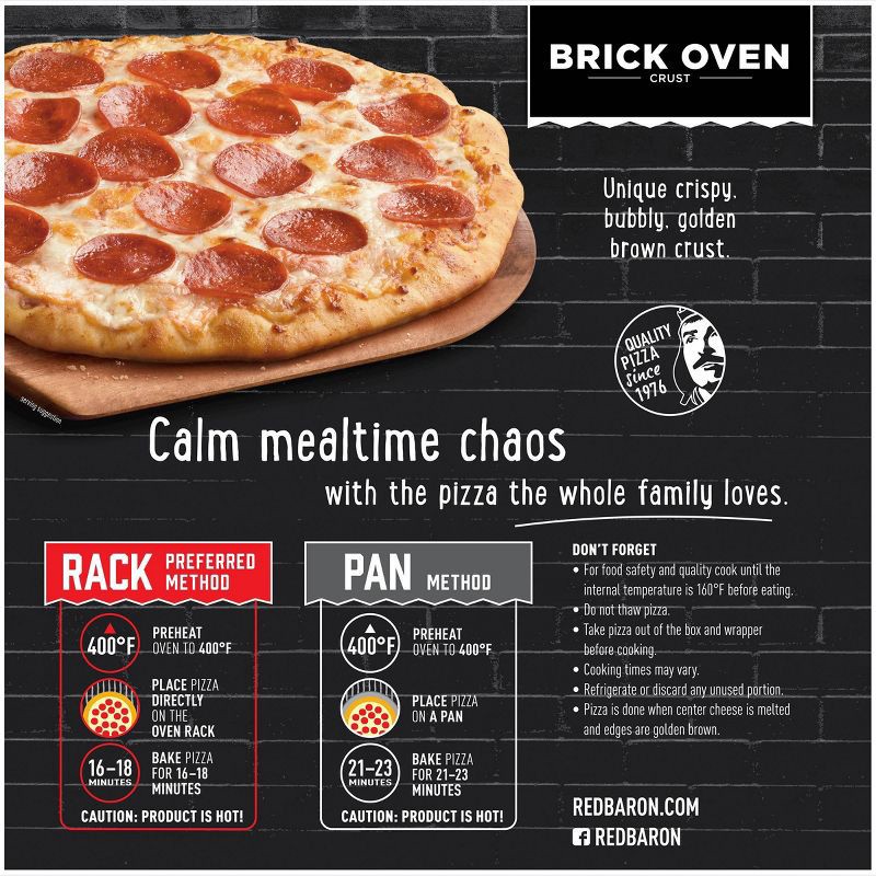 slide 4 of 8, Red Baron Pepperoni Brick Oven Frozen Pizza - 17.89oz, 17.89 oz