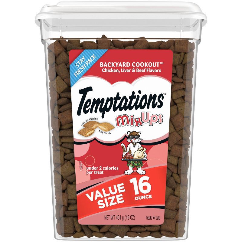 slide 1 of 12, Temptations Mix Ups Backyard Cookout Cat Treats with Chicken Liver and Beef - 16oz, 16 oz