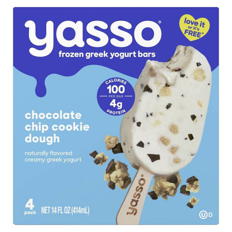 slide 2 of 8, Yasso Frozen Greek Yogurt - Chocolate Chip Cookie Dough Bars - 4ct, 4 ct