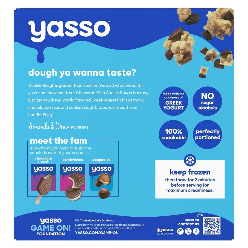 slide 2 of 7, Yasso Frozen Greek Yogurt - Chocolate Chip Cookie Dough Bars - 4pk/14 fl oz, 4 ct, 14 fl oz