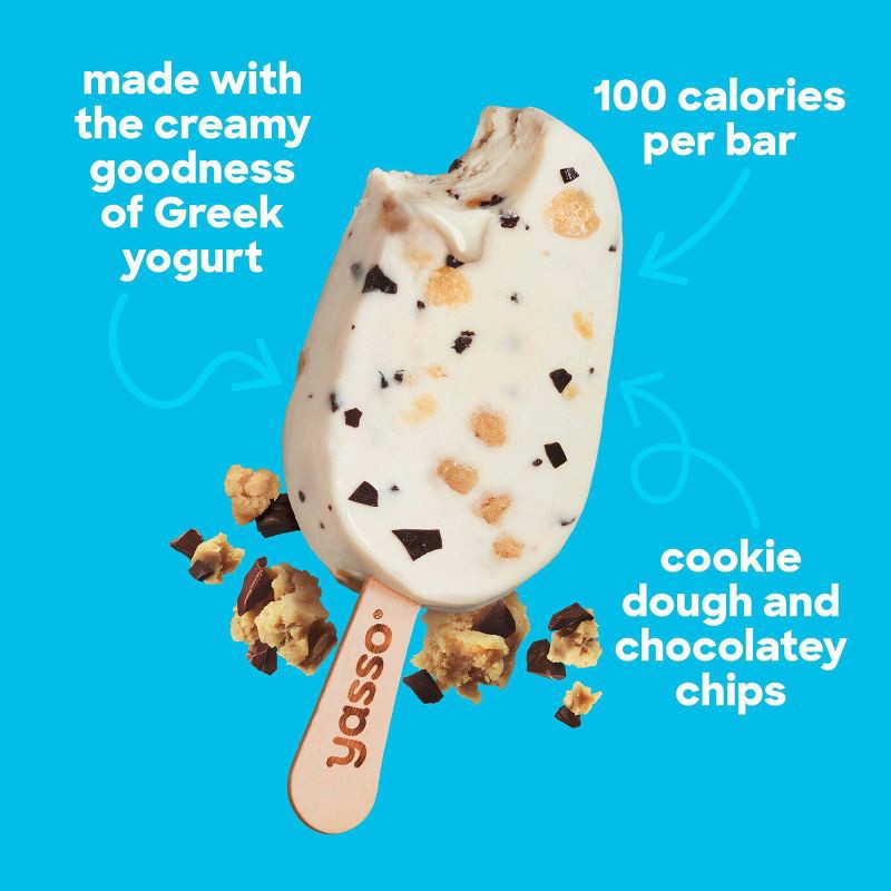 slide 5 of 7, Yasso Frozen Greek Yogurt - Chocolate Chip Cookie Dough Bars - 4pk/14 fl oz, 4 ct, 14 fl oz