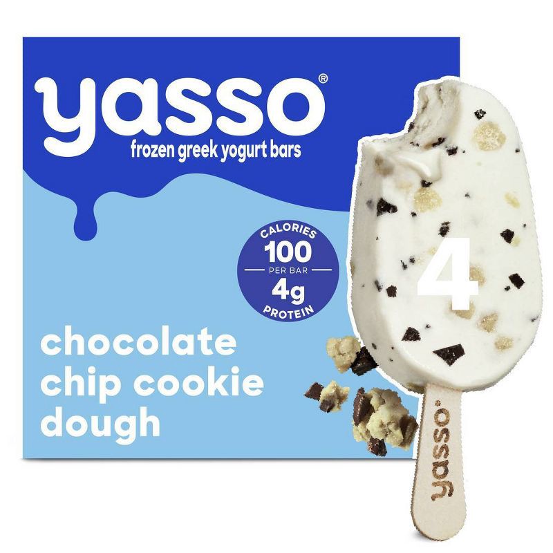 slide 1 of 8, Yasso Frozen Greek Yogurt - Chocolate Chip Cookie Dough Bars - 4ct, 4 ct