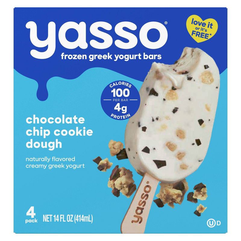 slide 1 of 7, Yasso Frozen Greek Yogurt - Chocolate Chip Cookie Dough Bars - 4pk/14 fl oz, 4 ct, 14 fl oz