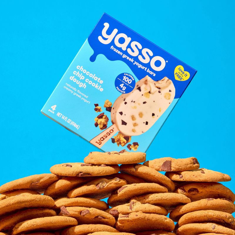 slide 9 of 10, Yasso Frozen Greek Yogurt - Chocolate Chip Cookie Dough Bars - 4pk/14 fl oz, 4 ct, 14 fl oz