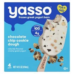 Yasso Frozen Greek Yogurt - Chocolate Chip Cookie Dough Bars - 4pk/14 fl oz