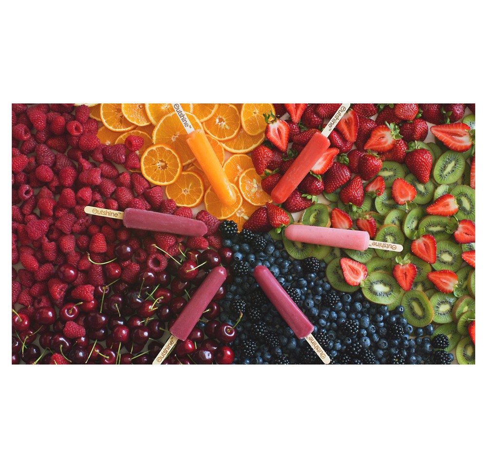 Outshine Black Cherry, Strawberry Kiwi, And Mixed Berry Frozen Fruit Bars Variety Pack, No Sugar