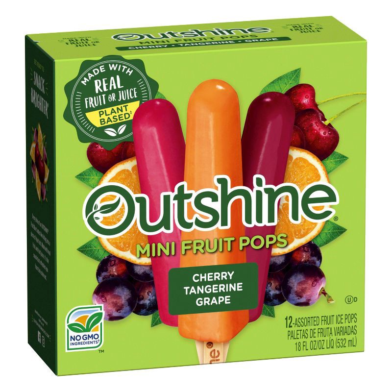 slide 12 of 15, Outshine Cherry/Tangerine/Grape Frozen Fruit Bars - 18oz/12ct, 12 ct; 18 oz