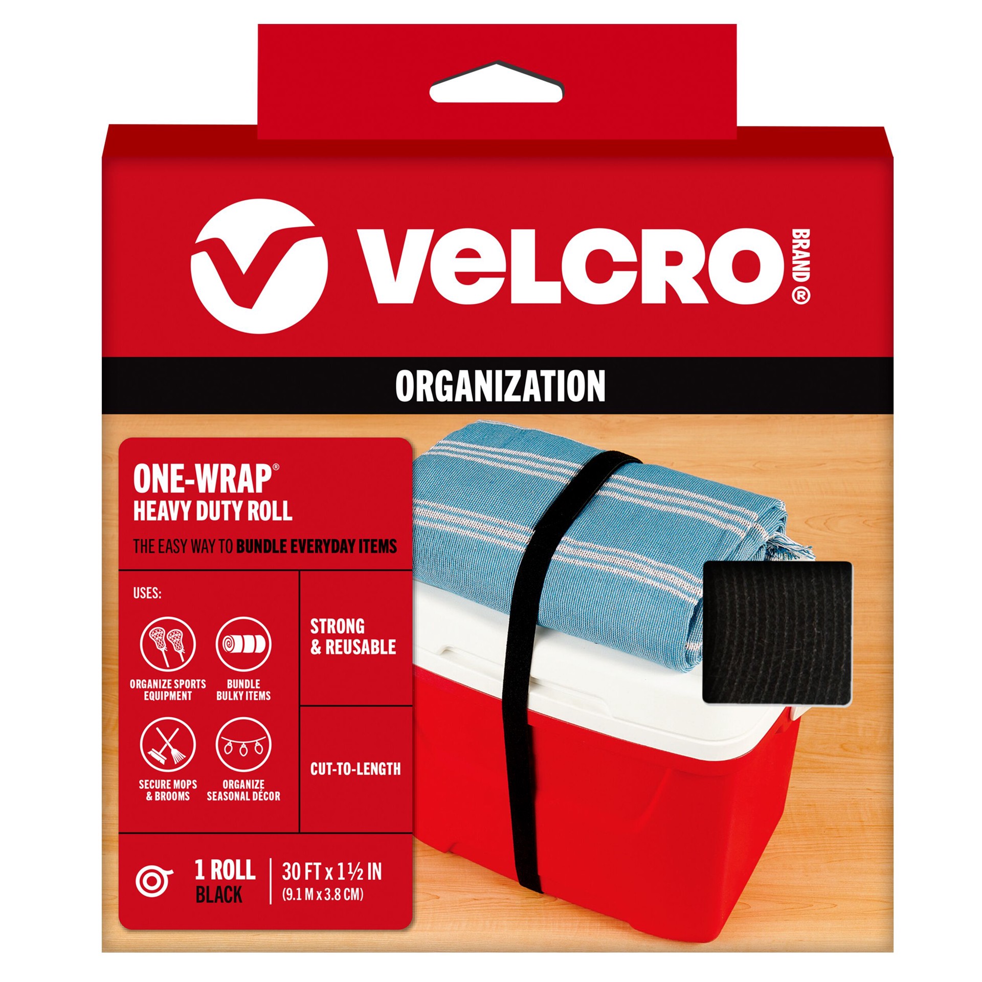 slide 1 of 6, VELCRO Brand 30 Feet Black Hooks ONE-WRAP Roll 30ft x 1 1/2in Roll Black Hook loop fastener, 1 ct