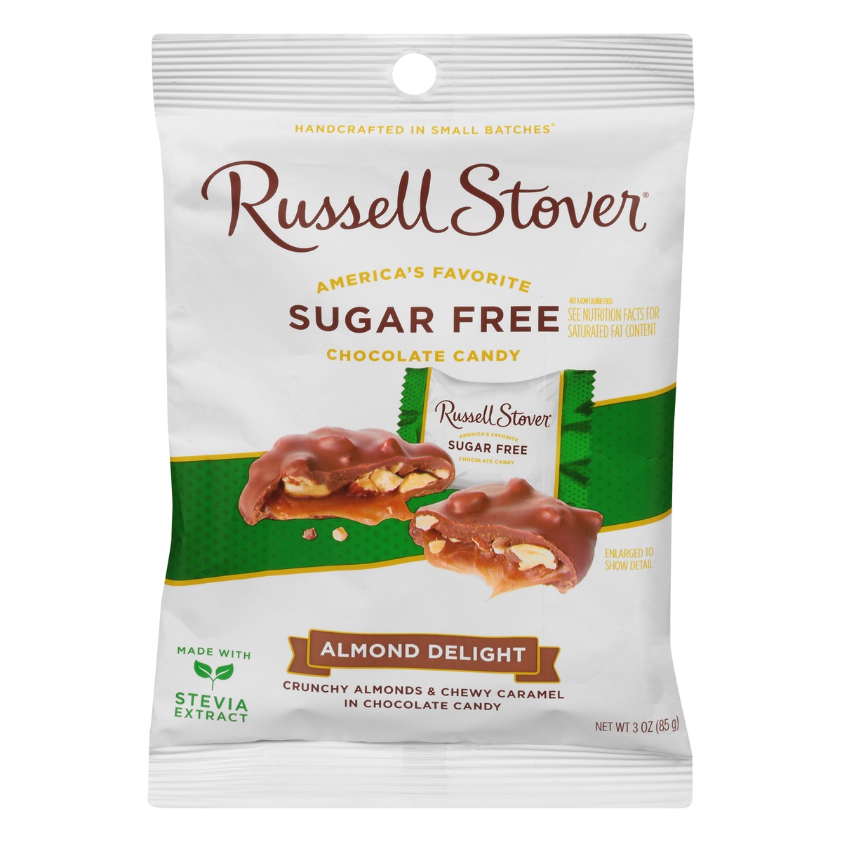 slide 1 of 1, Russell Stover Sugarfree Almonds Caramel, 3 oz