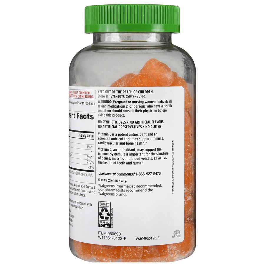 slide 5 of 5, Walgreens Vitamin C 250 mg Gummies Natural Orange, 150 ct