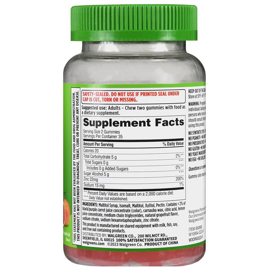 slide 2 of 5, Walgreens Zinc 22mg Gummies, 70 ct