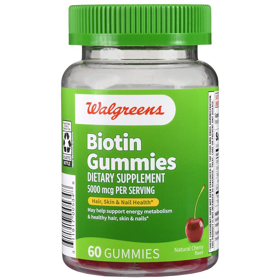 slide 2 of 5, Walgreens Biotin 5000 mcg Gummies Natural Cherry, 60 ct