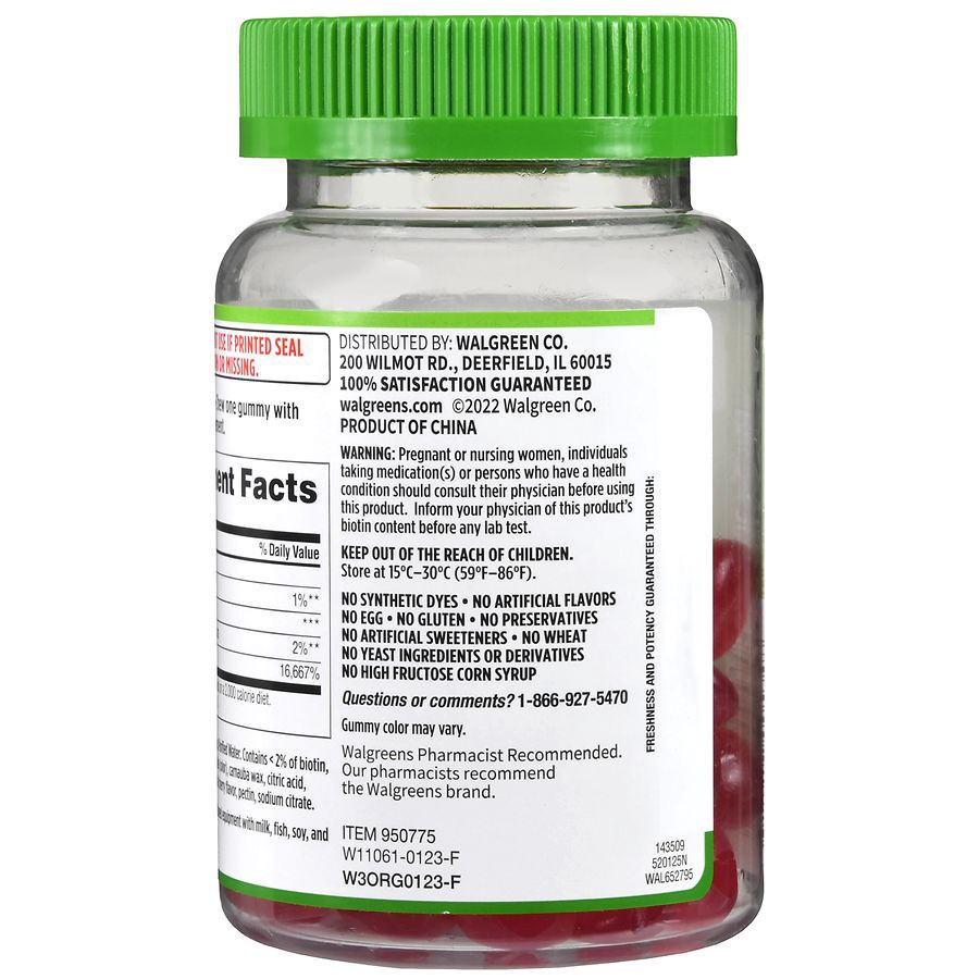 slide 4 of 5, Walgreens Biotin 5000 mcg Gummies Natural Cherry, 60 ct
