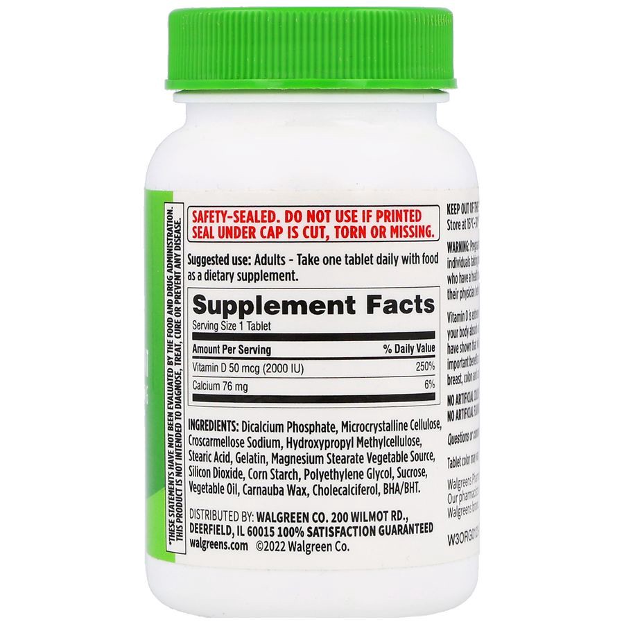 slide 5 of 5, Walgreens Vitamin D3 50 mcg (2000 IU) Tablets, 100 ct