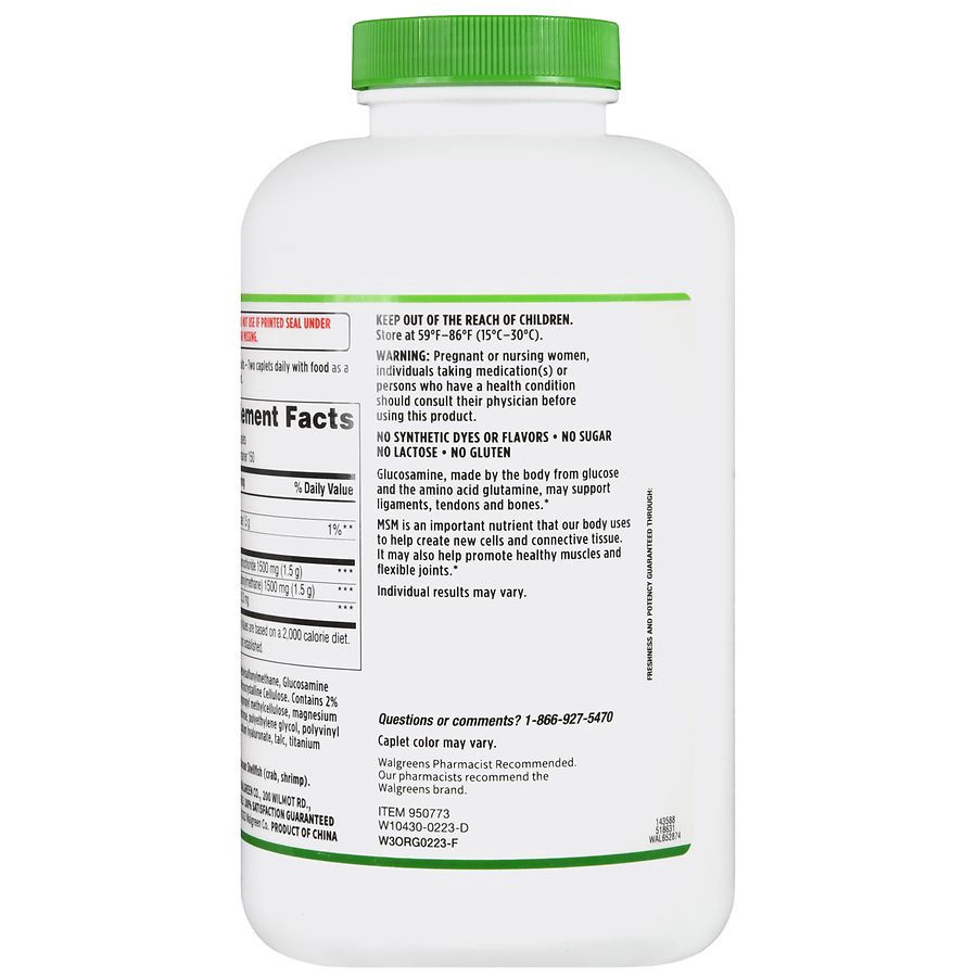 slide 4 of 5, Walgreens Glucosamine HCl Plus MSM & Hyaluronic Acid Caplets, 300 ct