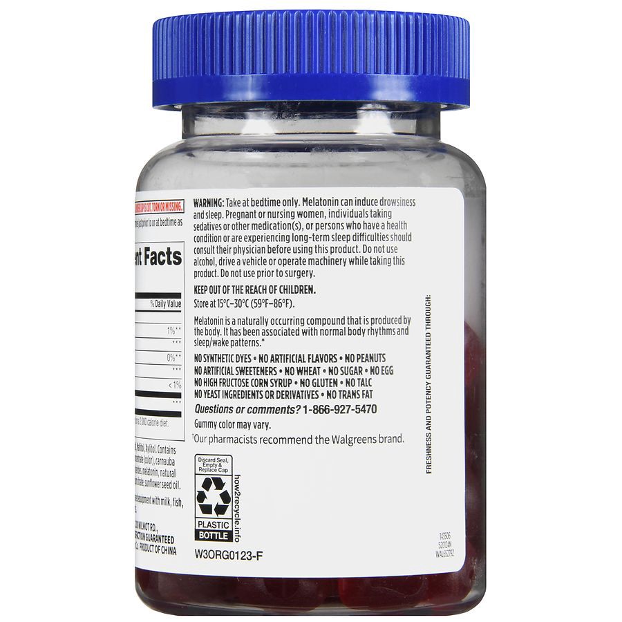 slide 3 of 5, Walgreens Free & Pure Zero Sugar Melatonin Gummies 10mg, 60 ct
