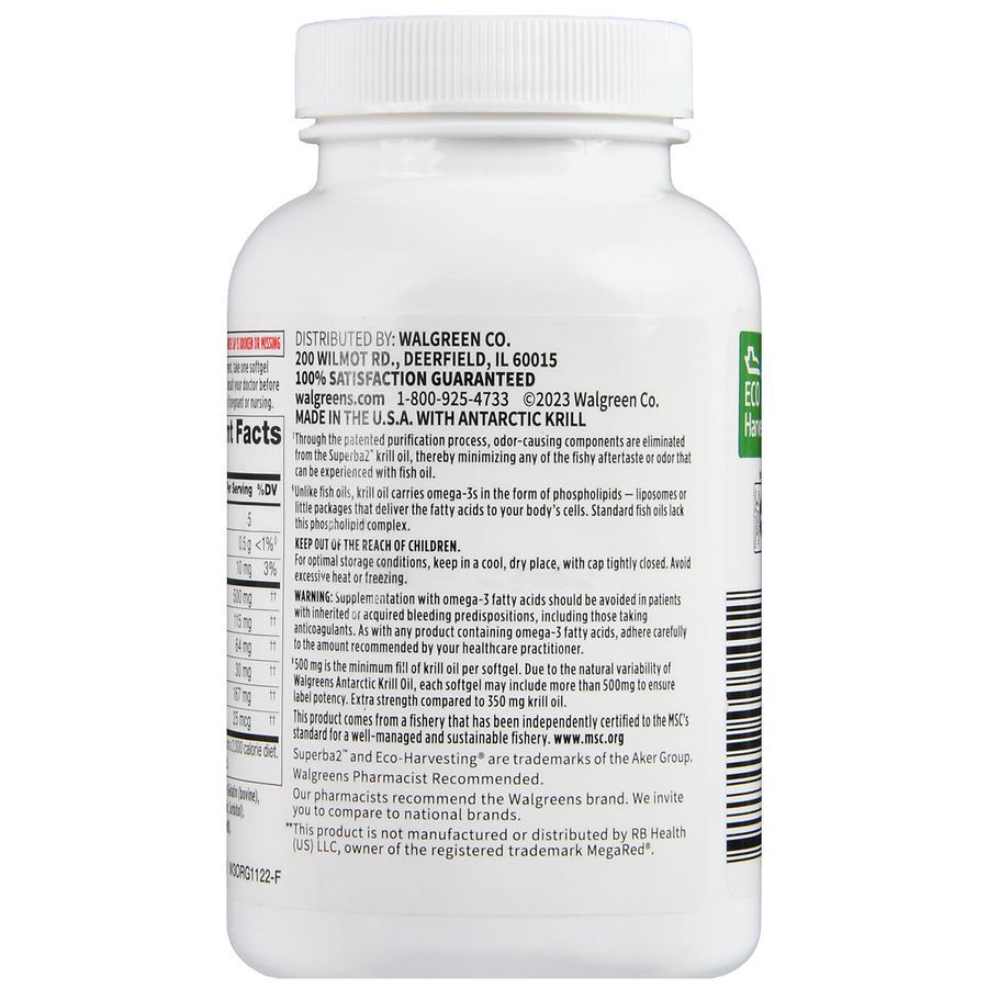 slide 5 of 5, Walgreens Antarctic Krill Oil, Extra Strength 500mg, 120 ct