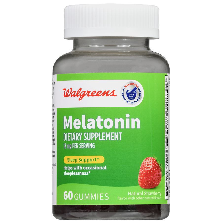 slide 2 of 5, Walgreens Melatonin 12 mg Gummies Natural Strawberry, 60 ct