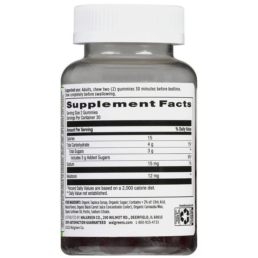 slide 4 of 5, Walgreens Melatonin 12 mg Gummies Natural Strawberry, 60 ct