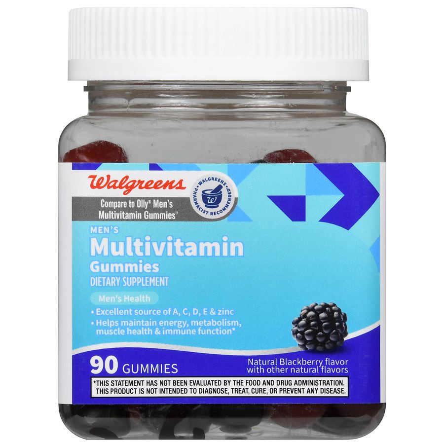 slide 3 of 5, Walgreens Men's Multivitamin Gummies Natural Blackberry, 90 ct