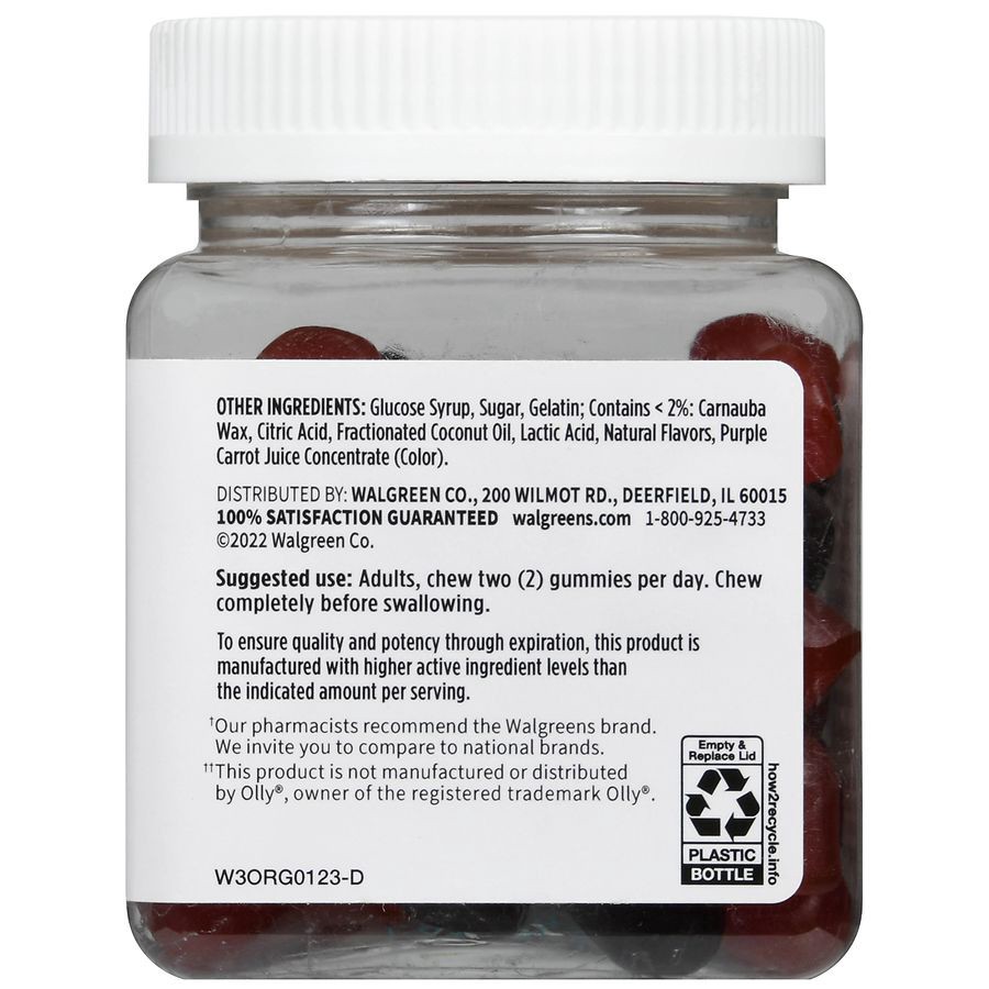 slide 5 of 5, Walgreens Men's Multivitamin Gummies Natural Blackberry, 90 ct