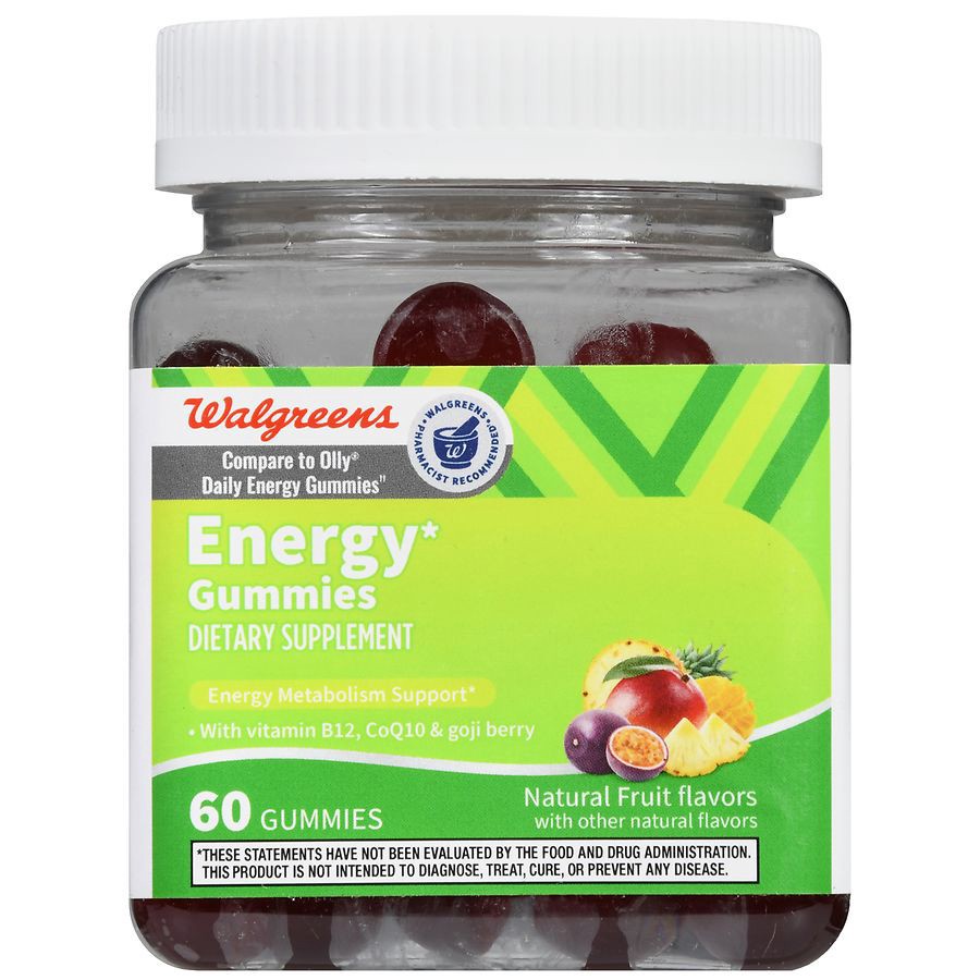 slide 3 of 5, Walgreens Energy Gummies Natural Fruit, 60 ct