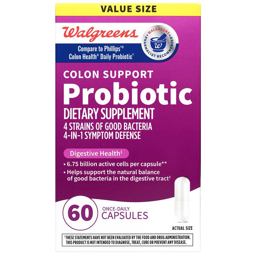 slide 4 of 5, Walgreens Colon Support Probiotic, 60 ct