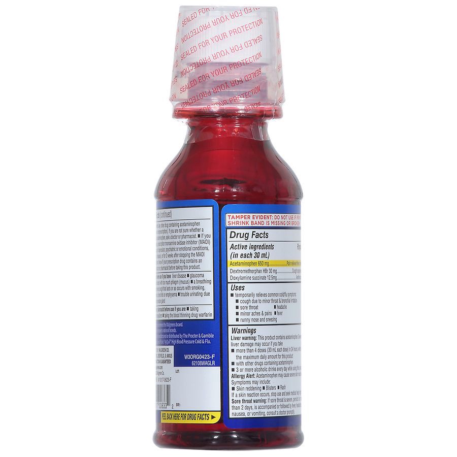 slide 3 of 5, Walgreens Nighttime Cold & Flu High Blood Pressure Liquid Sugar Free, 8 fl oz