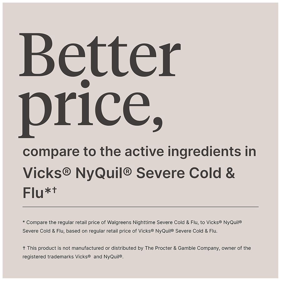 slide 2 of 5, Walgreens Nighttime Severe Cold and Flu Relief, Liquid Medicine, 12 fl oz