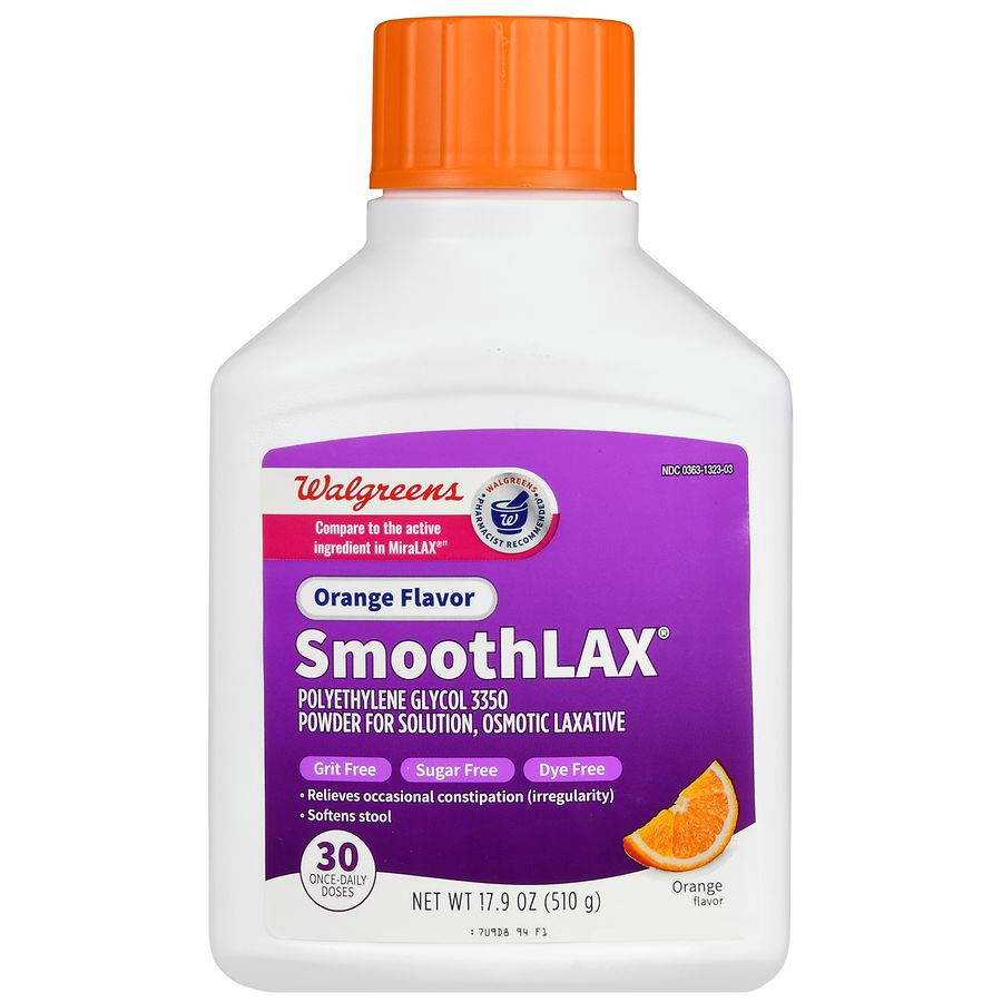 slide 5 of 5, Walgreens Polyethylene Glycol 3350 Powder, Relieves Occasional Constipation, Softens Stool, 17.9 oz