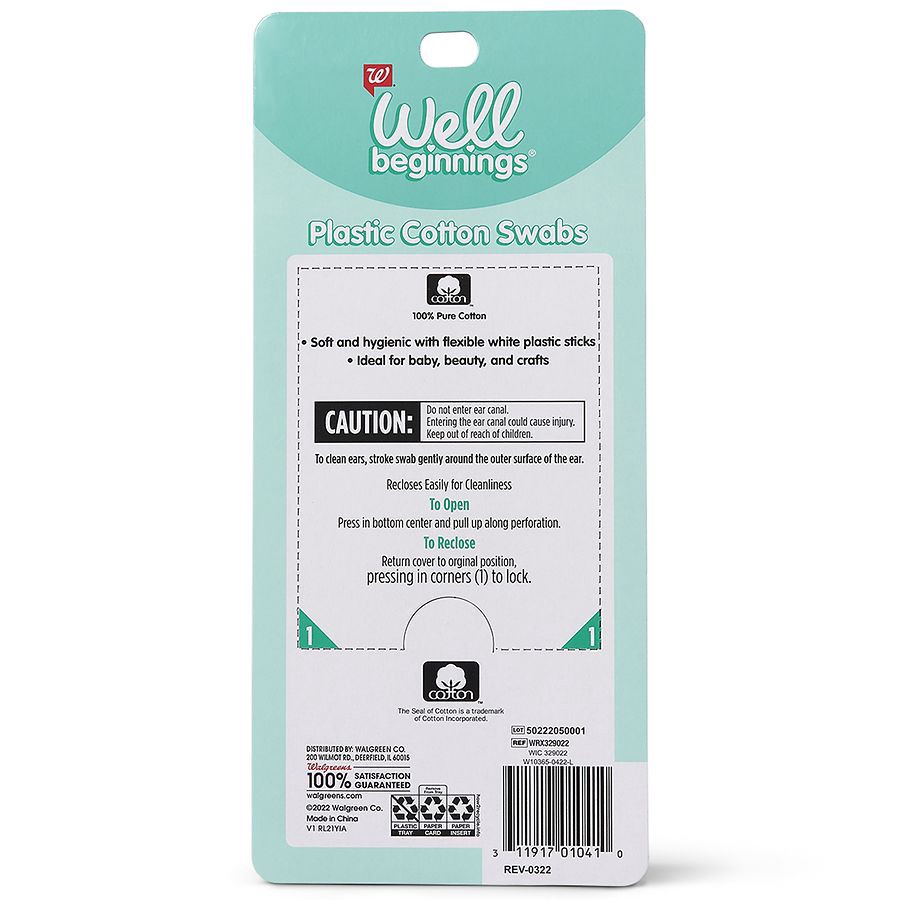 slide 2 of 2, Walgreens Cotton Swabs Plastic, 500 ct