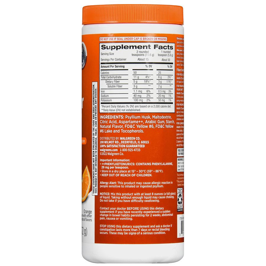 slide 4 of 5, Walgreens Fiber Powder Orange, 6.1 oz