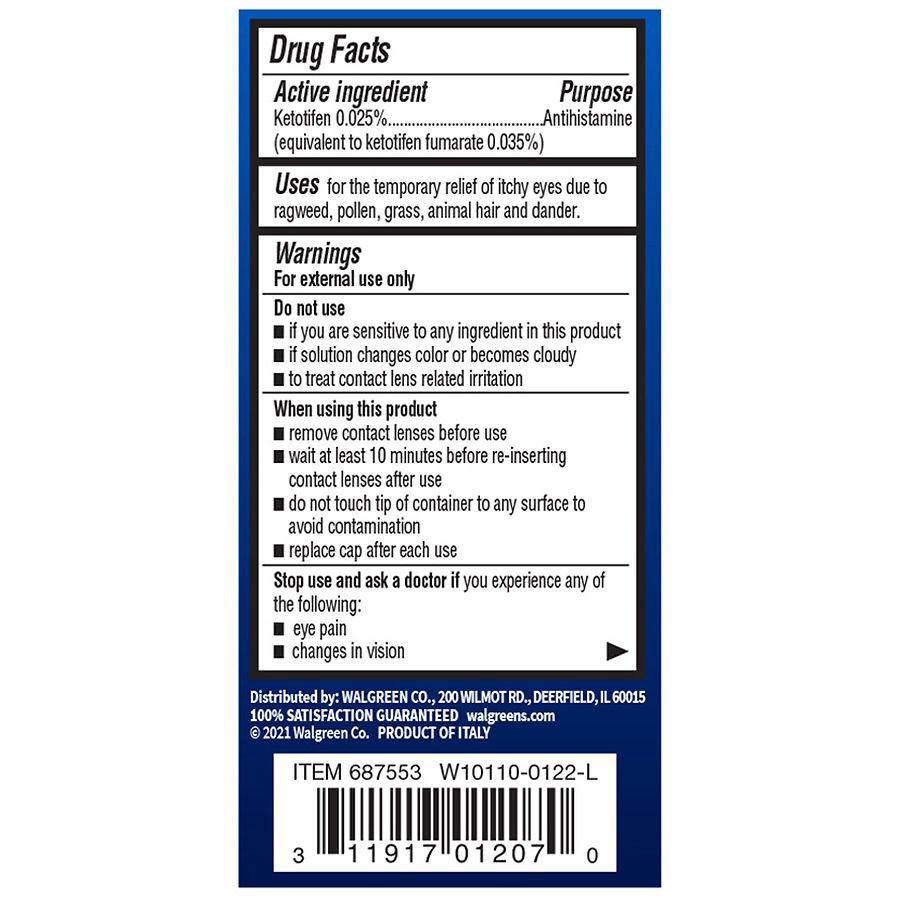 slide 3 of 4, Walgreens 12 Hour Allergy Eye Itch Relief, 0.34 fl oz