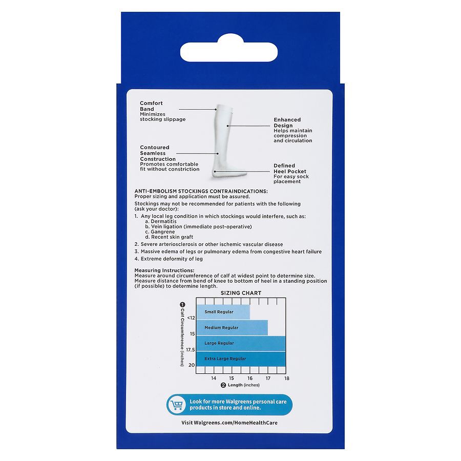 slide 5 of 5, Walgreens Knee Length Anti-Embolism Stockings White, XL