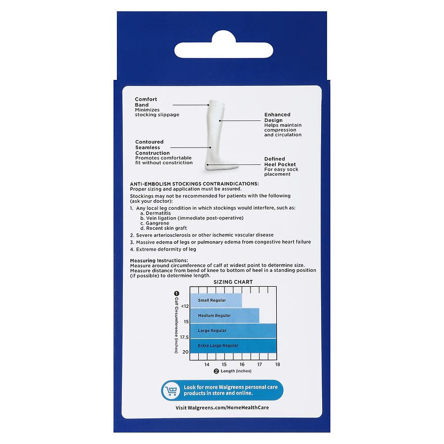 slide 4 of 5, Walgreens Anti-Embolism Stockings Knee High White, LG