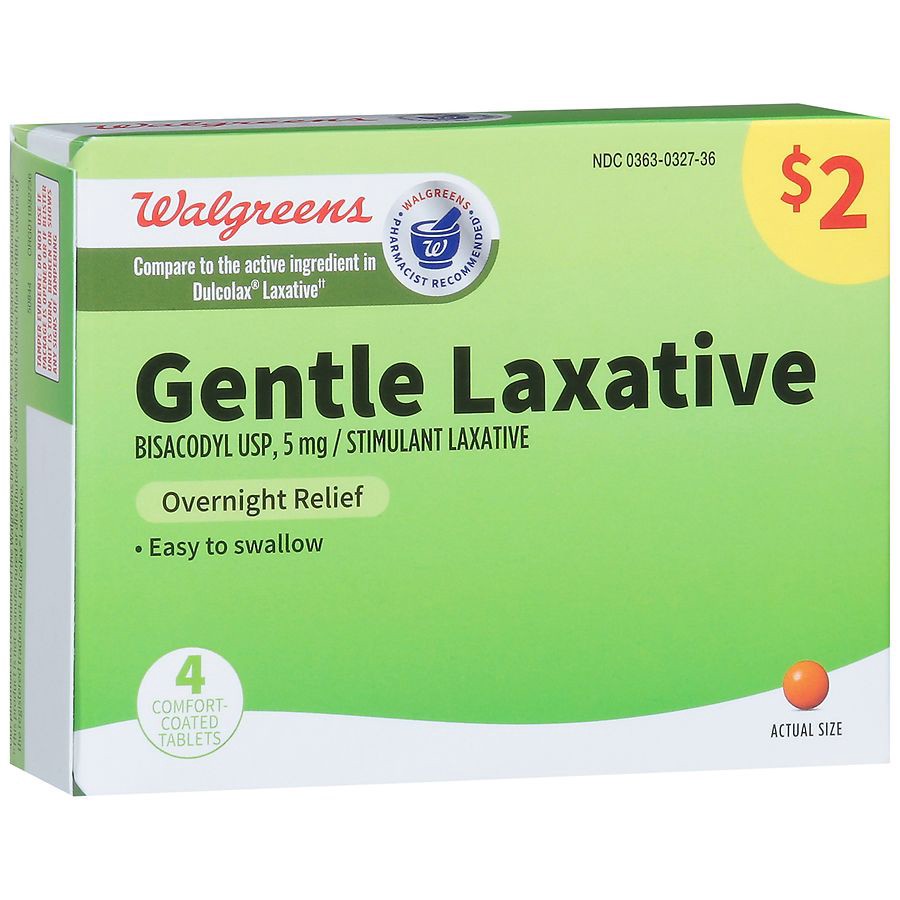 slide 2 of 5, Walgreens Gentle Laxative Comfort-Coated Tablets, 4 ct