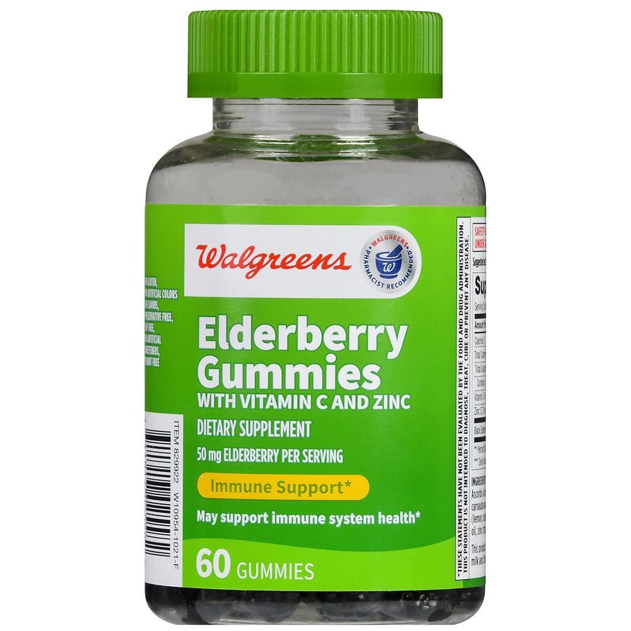 slide 3 of 5, Walgreens Elderberry Gummies with Vitamin C and Zinc, 60 ct
