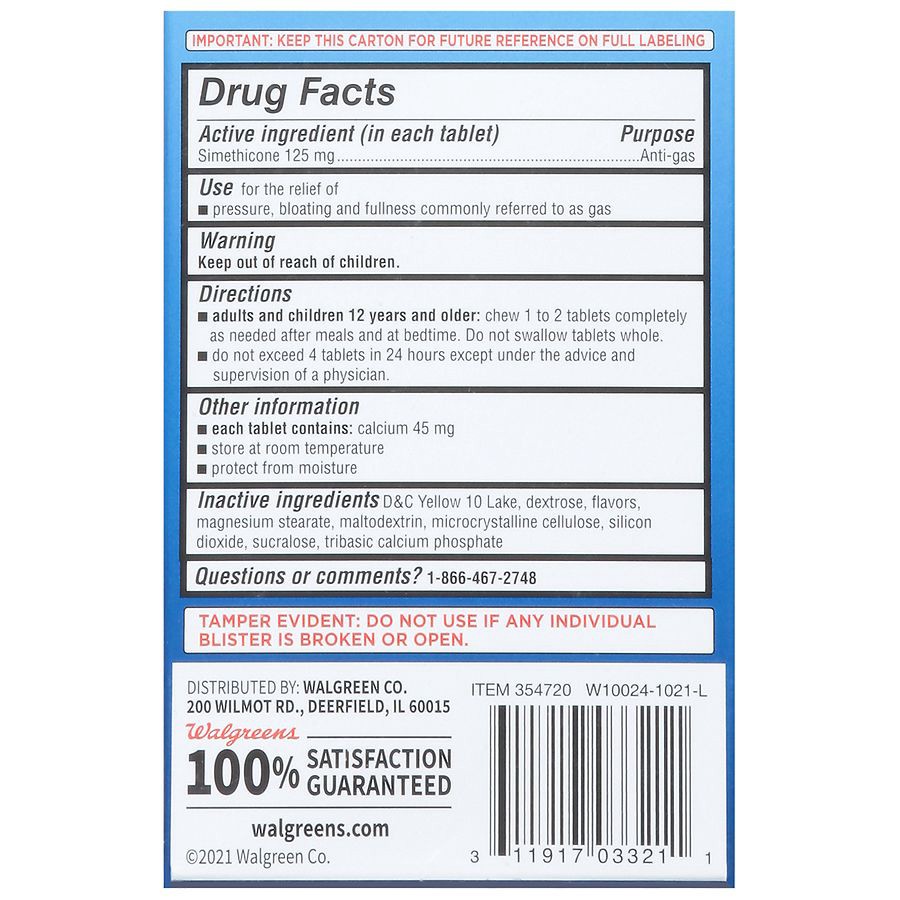 slide 2 of 5, Walgreens Gas Relief Chewable Tablets Extra Strength, 18 ct