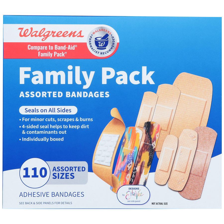 slide 5 of 5, Walgreens Family Pack Assorted Bandages Assorted, 110 ct