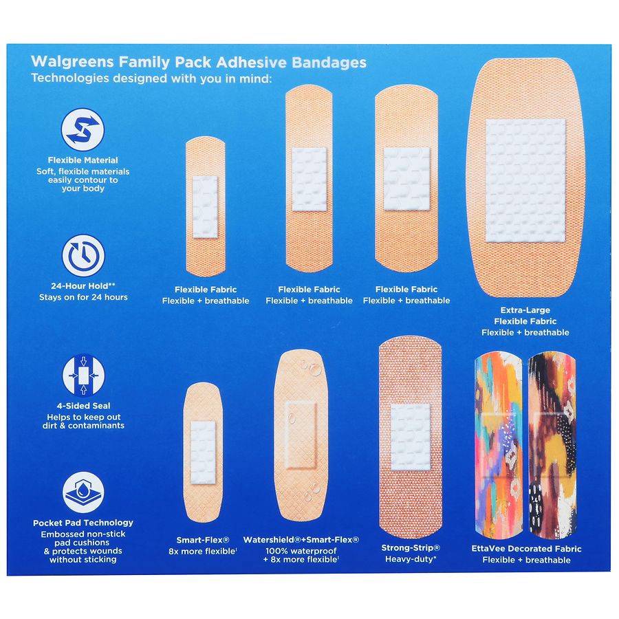 slide 4 of 5, Walgreens Family Pack Assorted Bandages Assorted, 110 ct