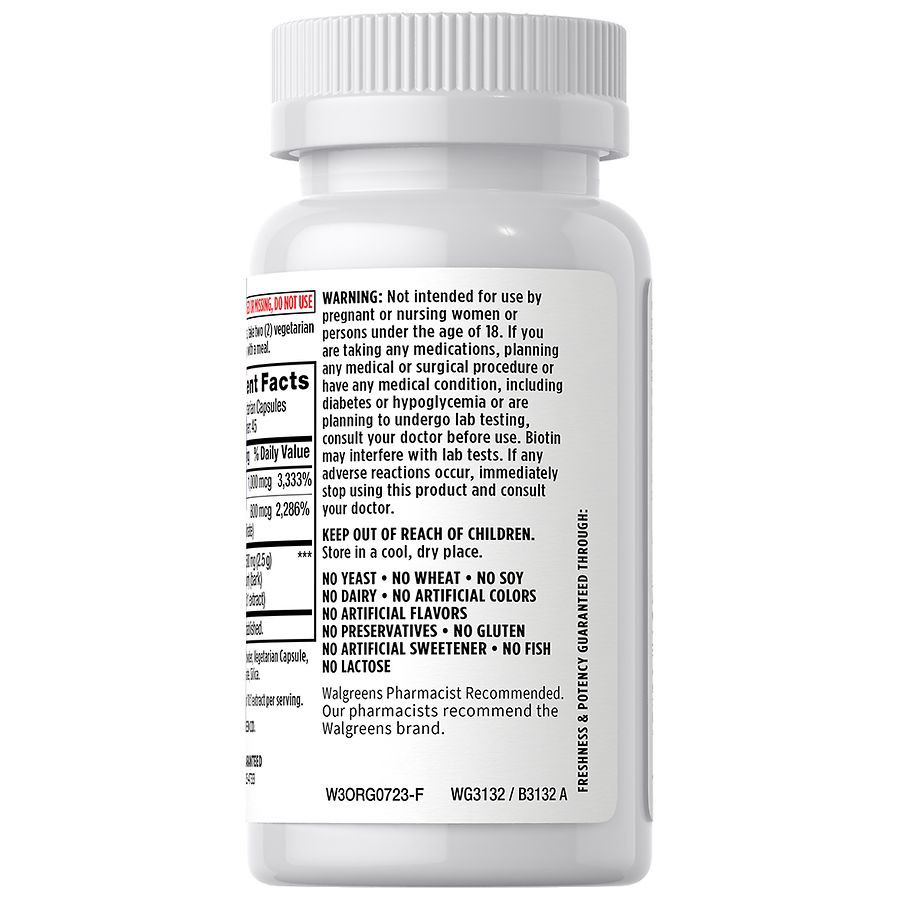 slide 3 of 3, Walgreens Ceylon Cinnamon plus Biotin and Chromium Capsules, 90 ct