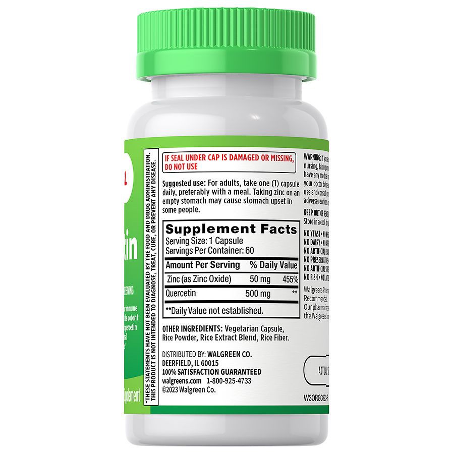 slide 2 of 3, Walgreens Quercetin plus Zinc Capsules, 60 ct